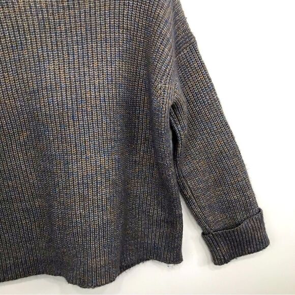 Ann Taylor Brown Blue Marled Knit Chunky Turtleneck Pullover Sweater - Picture 12 of 14